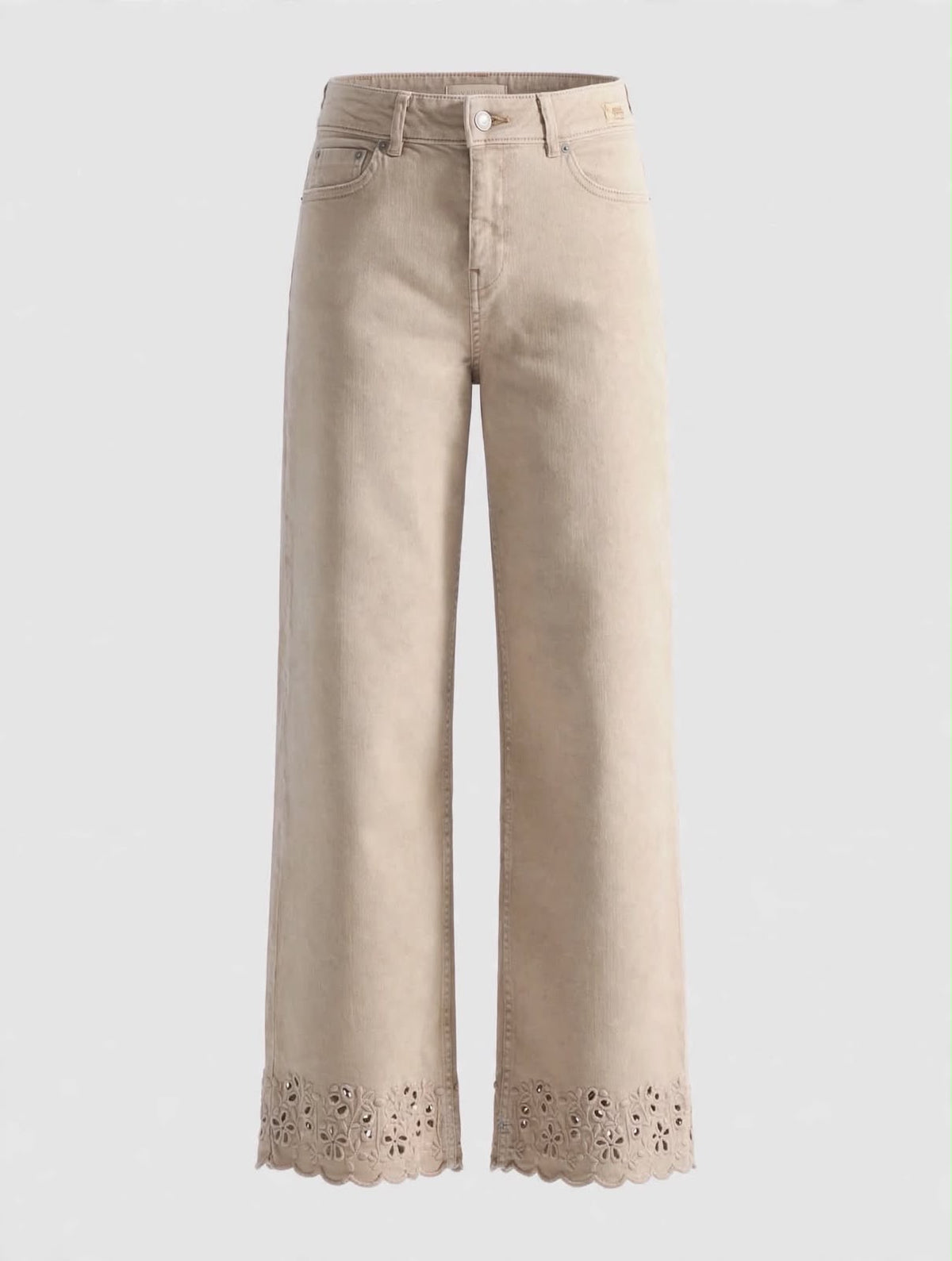 Lace Hem Wide-Leg Jeans