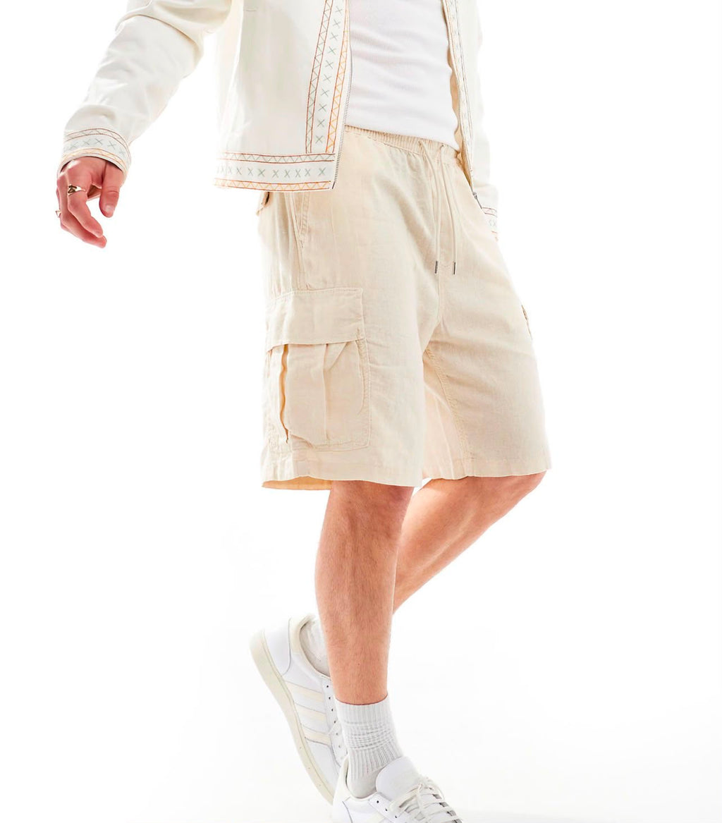 Linen Utility Cargo Shorts