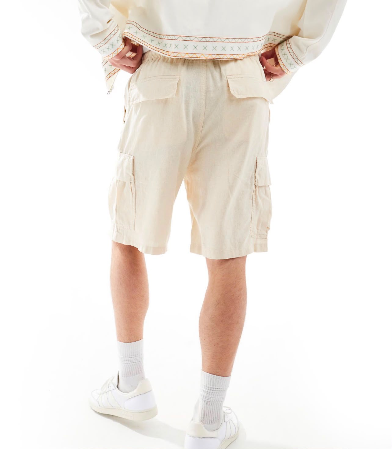 Linen Utility Cargo Shorts