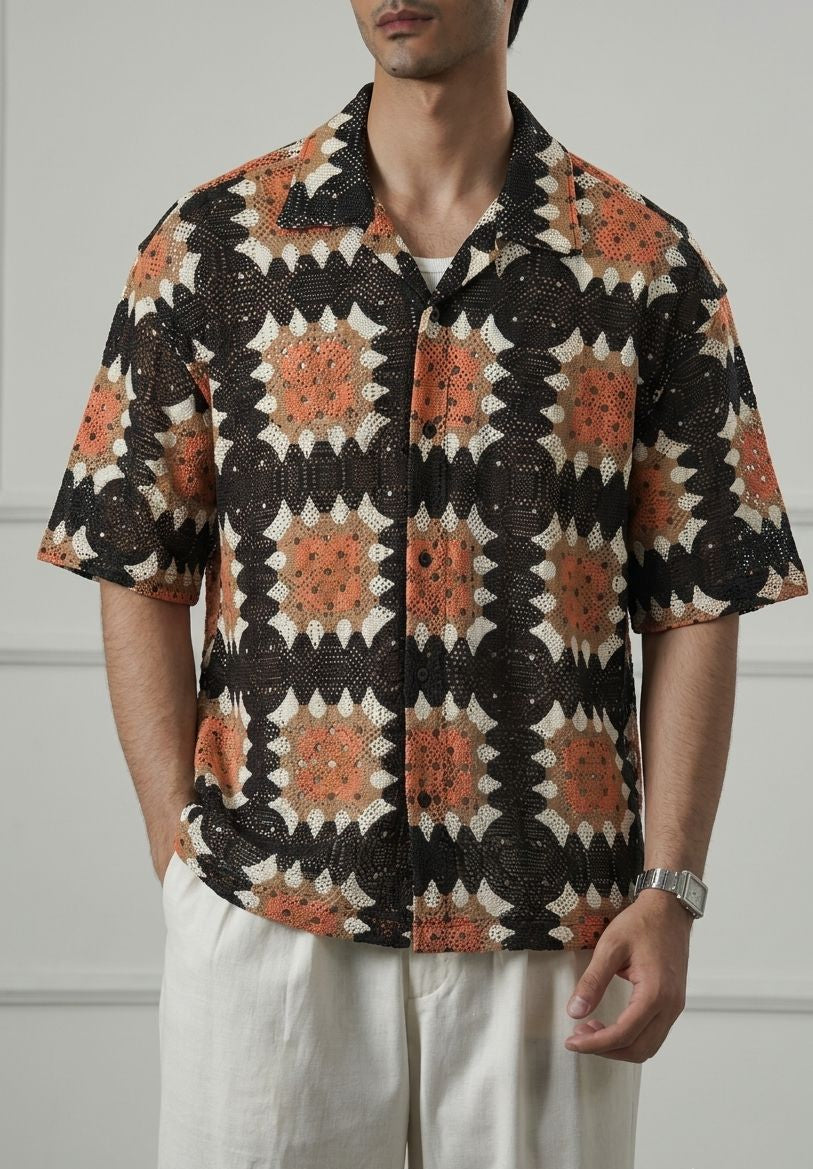 Premium Geometric Crochet Print Shirt