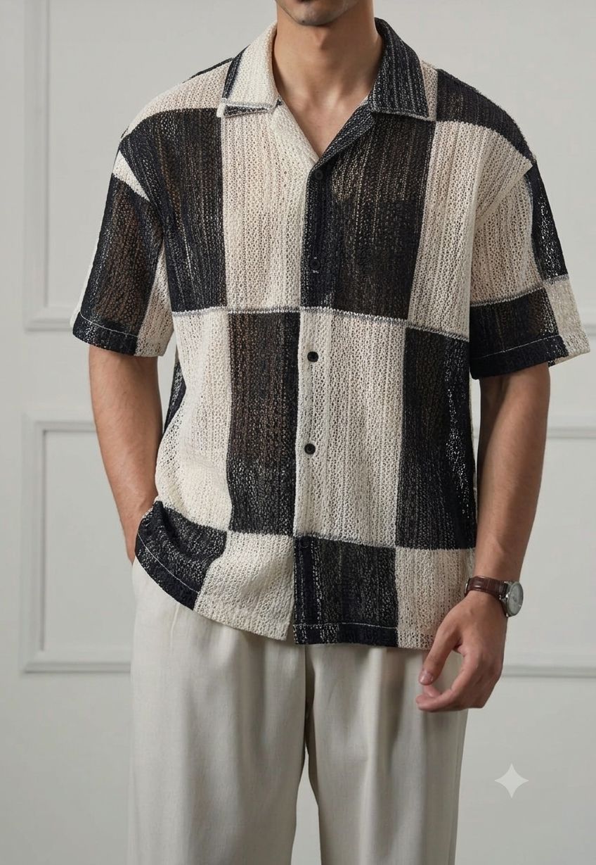 Premium Textured Block Check Shirt