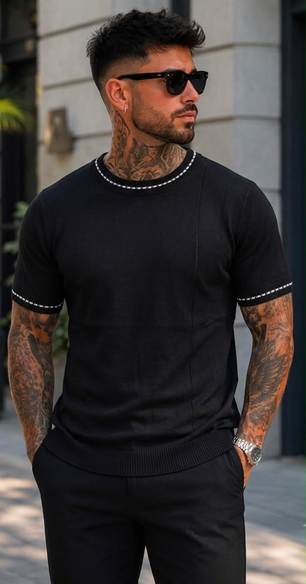 Premium Knitted Tipped Crew-Neck